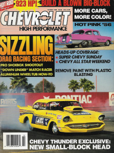 CHEVROLET HIGH PERFORMANCE 1989 OCT - SHOEBOX SHOOTOUT,ALUM WHEEL TUBS, PINK '56